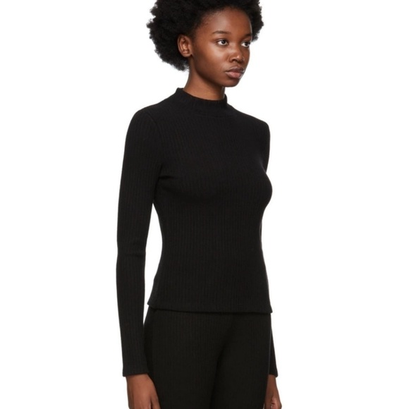 NWOT Vince Ribbed Mock Neck Sweater Black Lightweight Minimalist Neutral Large - Picture 5 of 17